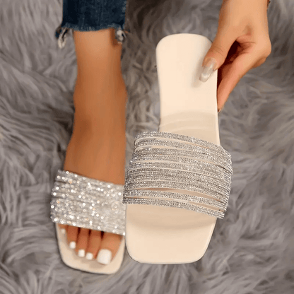 Beige RhineStone Flat Sandal D.BCooper