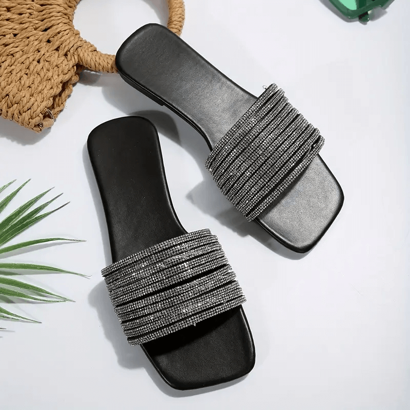 Black RhineStone Flat Sandal D.B Cooper