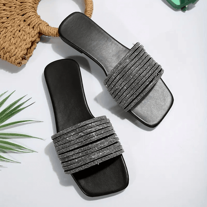 Black RhineStone Flat Sandal D.B Cooper