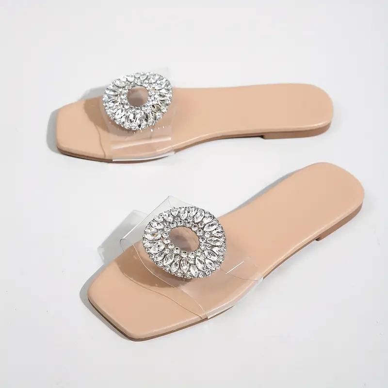 Shimmering Rhinestone Slide Sandals