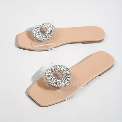Shimmering Rhinestone Slide Sandals